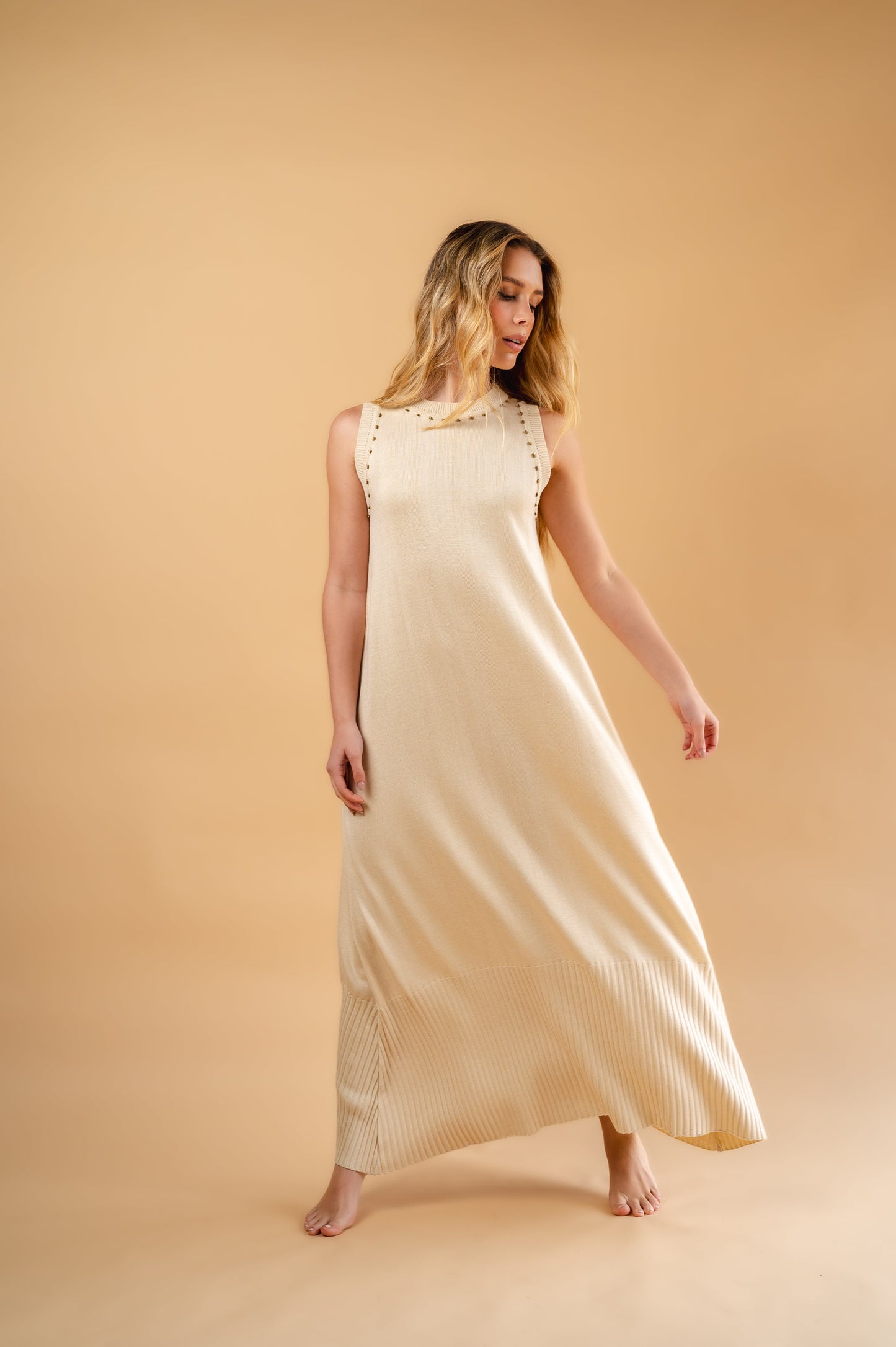 beige root dress