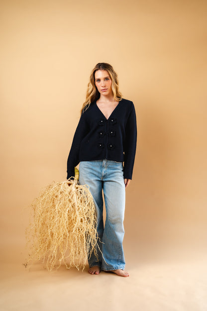 blue herringbone sweater