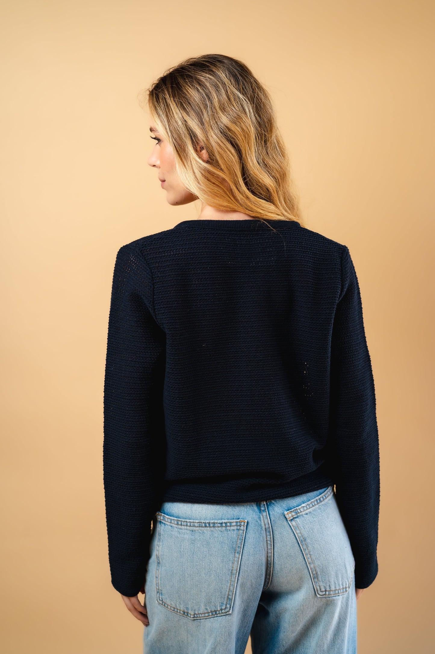 blue herringbone sweater