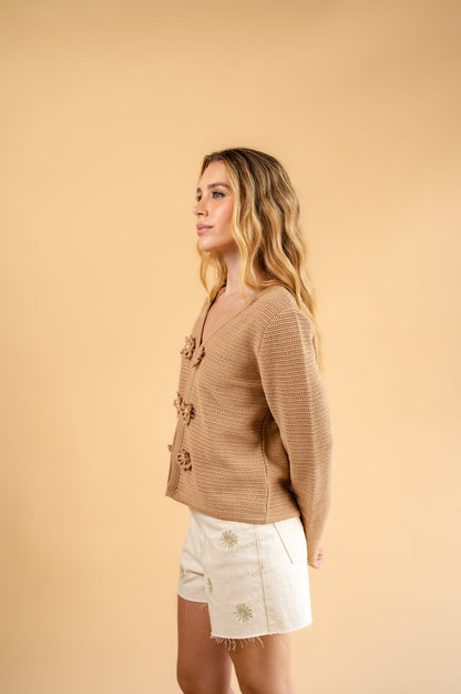 mocha herringbone sweater