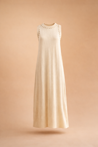 beige root dress